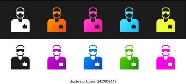 Set Laboratory Assistant Symbol einzeln auf schwarz-weißem Hintergrund.  Vektorgrafik