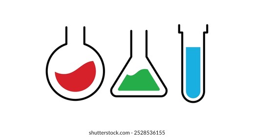 Set of Laboratory beaker icon. Lab flask icon.