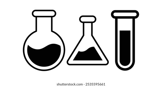 Set of Laboratory beaker icon. Lab flask icon.