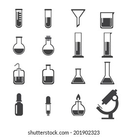 set of laboratory equipment icon