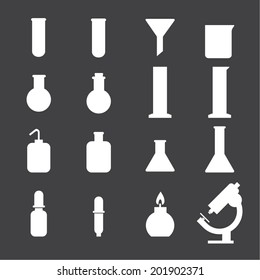 set of laboratory equipment icon