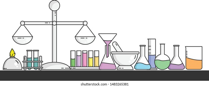 set of laboratory equipment for science background.vector illustration