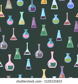 Set of laboratory equipment. Seamless pattern. Vector EPS 10.