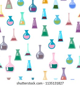 Set of laboratory equipment. Seamless pattern. Vector EPS 10.