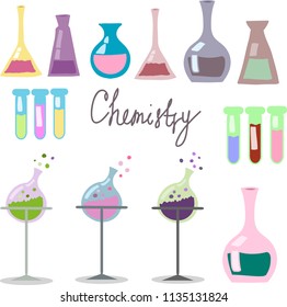 Set of laboratory equipment. Vector EPS 10.
