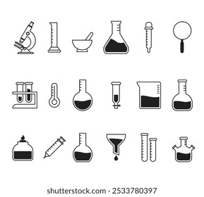 Set of laboratory equipment vector illustration isolated on white background