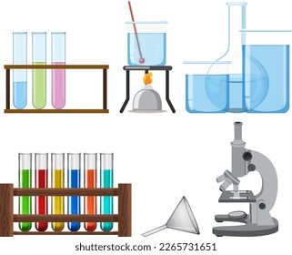 Set of laboratory experiment tools illustration