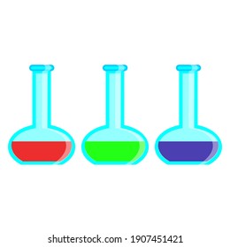 set of laboratory flasks, vector illustration