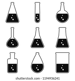 Set Laboratory Flasks Vector Illustrations Logos Stock Vector (Royalty ...