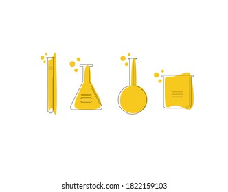 Set Laboratory Flat Icon on white background in vector illustration