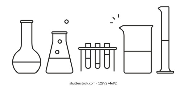 Set of Laboratory glassware. isolated on white background