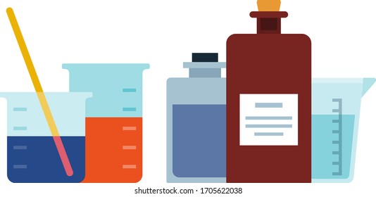 Set of laboratory glassware vector icon flat isolated