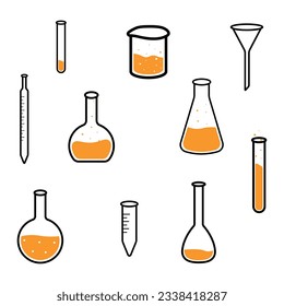set of laboratory glassware, vector illustration