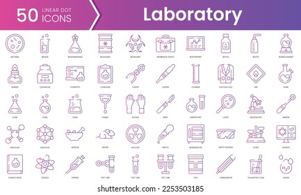Set of laboratory icons. Gradient style icon bundle. Vector Illustration