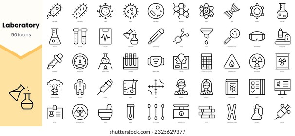 Set of laboratory Icons. Simple line art style icons pack. Vector illustration