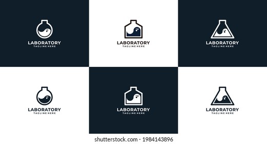 Set von Labor-Wissenschaftslogo. Logo kann für Symbole, Marken, Röhren, Biologie und Unternehmen verwendet werden