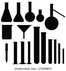 Conjunto de siluetas de laboratorio, ilustración vectorial