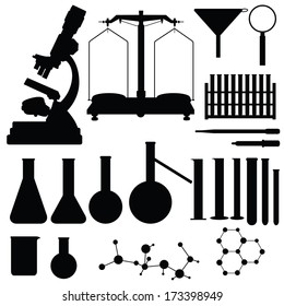 Set of laboratory silhouettes, vector illustration