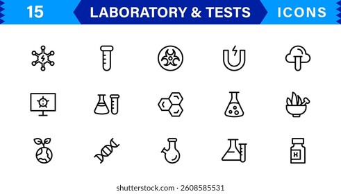 Set of Laboratory and Test Icons. Perfect for Scientific, Medical, and Research-Based Projects to Enhance Your Designs.