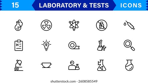 Set of Laboratory and Test Icons. Perfect for Scientific, Medical, and Research-Based Projects to Enhance Your Designs.