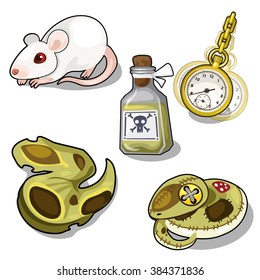 A set of laboratory tests and hypnosis. Vector illustration.