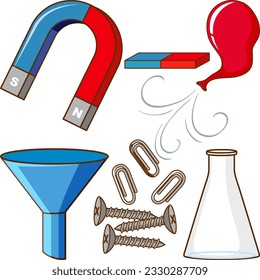 Set of laboratory tools simple cartoon illustration