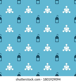 Set Laboratory wash bottle and Bacteria on seamless pattern. Vector
