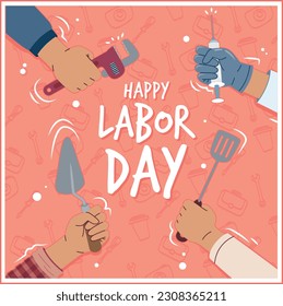 Set of Labour Day with A Group Of People Of Different Professions. Businessman, Chef, Policewoman, construction workers. Flat style vector illustration