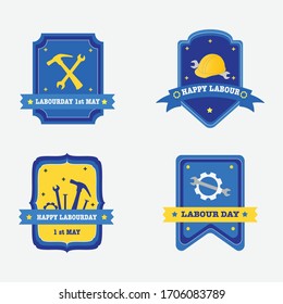 Juego de insignias para el día laboral. Ilustración vectorial. Diseño plano.