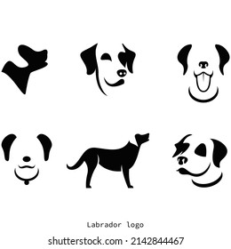 Conjunto de logotipo de labrador con ilustración facial