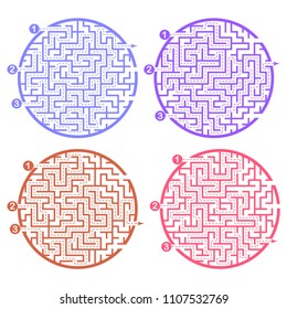 Set of labyrinths, mazes conundrums for kids. Baby puzzles with entry and exit. Children riddle games.