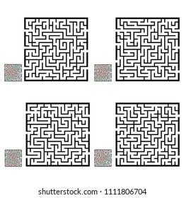 Set of labyrinths, mazes conundrums for kids. Baby puzzles with entry and exit. Children riddle games.