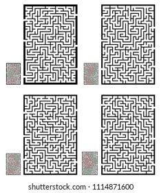 Set of labyrinths, mazes conundrums for kids. Baby puzzles with entry and exit. Children riddle games.