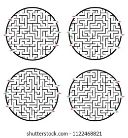 Set of labyrinths, mazes conundrums for kids. Baby puzzles with entry and exit. Children riddle games.