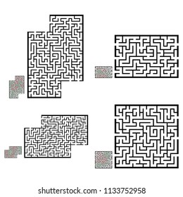 Set of labyrinths, mazes conundrums for kids. Baby puzzles with entry and exit. Children riddle games.