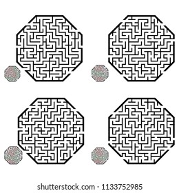Set of labyrinths, mazes conundrums for kids. Baby puzzles with entry and exit. Children riddle games.