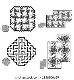 Set of labyrinths, mazes conundrums for kids. Baby puzzles with entry and exit. Children riddle games.