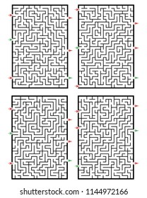 Set of labyrinths, mazes conundrums for kids. Baby puzzles with entry and exit. Children riddle games.