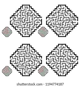 Set of labyrinths, mazes conundrums for kids. Baby puzzles with entry and exit. Children riddle games.