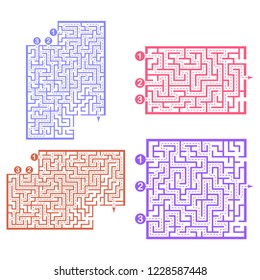 Set of labyrinths, mazes conundrums for kids. Baby puzzles with entry and exit. Children riddle games.