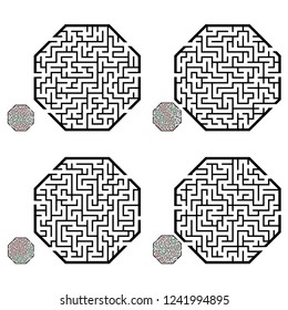 Set of labyrinths, mazes conundrums for kids. Baby puzzles with entry and exit. Children riddle games.