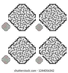 Set of labyrinths, mazes conundrums for kids. Baby puzzles with entry and exit. Children riddle games.