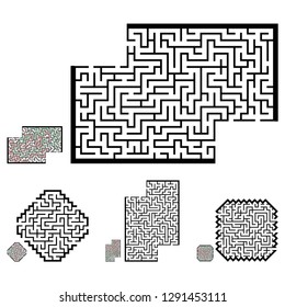 Set of labyrinths, mazes conundrums for kids. Baby puzzles with entry and exit. Children riddle games.