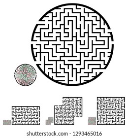 Set of labyrinths, mazes conundrums for kids. Baby puzzles with entry and exit. Children riddle games.