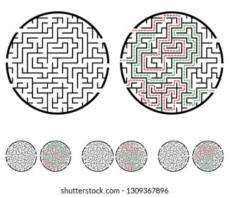 Set of labyrinths, mazes conundrums for kids. Baby puzzles with entry and exit. Children riddle games.