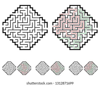 Set of labyrinths, mazes conundrums for kids. Baby puzzles with entry and exit. Children riddle games.