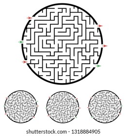 Set of labyrinths, mazes conundrums for kids. Baby puzzles with entry and exit. Children riddle games.