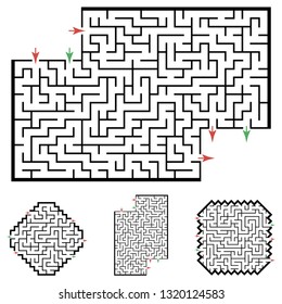 Set of labyrinths, mazes conundrums for kids. Baby puzzles with entry and exit. Children riddle games.