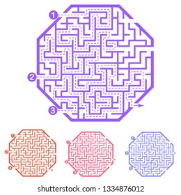 Set of labyrinths, mazes conundrums for kids. Baby puzzles with entry and exit. Children riddle games.