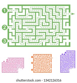 Set of labyrinths, mazes conundrums for kids. Baby puzzles with entry and exit. Children riddle games.